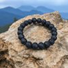 Black lava stone bracelet for grounding strength meditation and stability