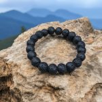 Black lava stone bracelet for grounding strength meditation and stability