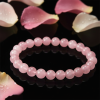 Rose Quartz crystal bracelet made with natural gemstone beads, known for love, emotional healing, and positive energy.