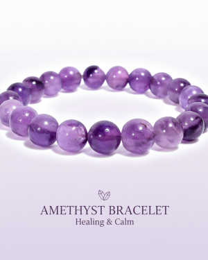 Natural amethyst crystal bracelet for calm clarity meditation and emotional balance