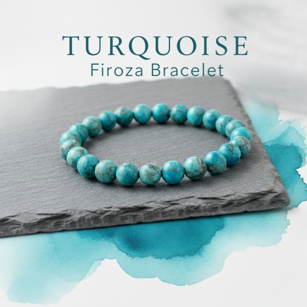Natural turquoise stone bracelet for calm communication balance and protection