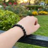 Black obsidian stone bracelet for protection grounding clarity and self awareness